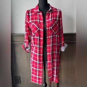 Michael Michael Kors extra long button down plaid top size 2